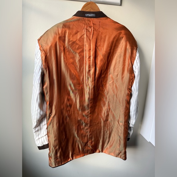 SILVERSTONE Loro Piana Herringbone Wool Cashmere Blazer Luxury Classic 42R FLAWS - Picture 5 of 16